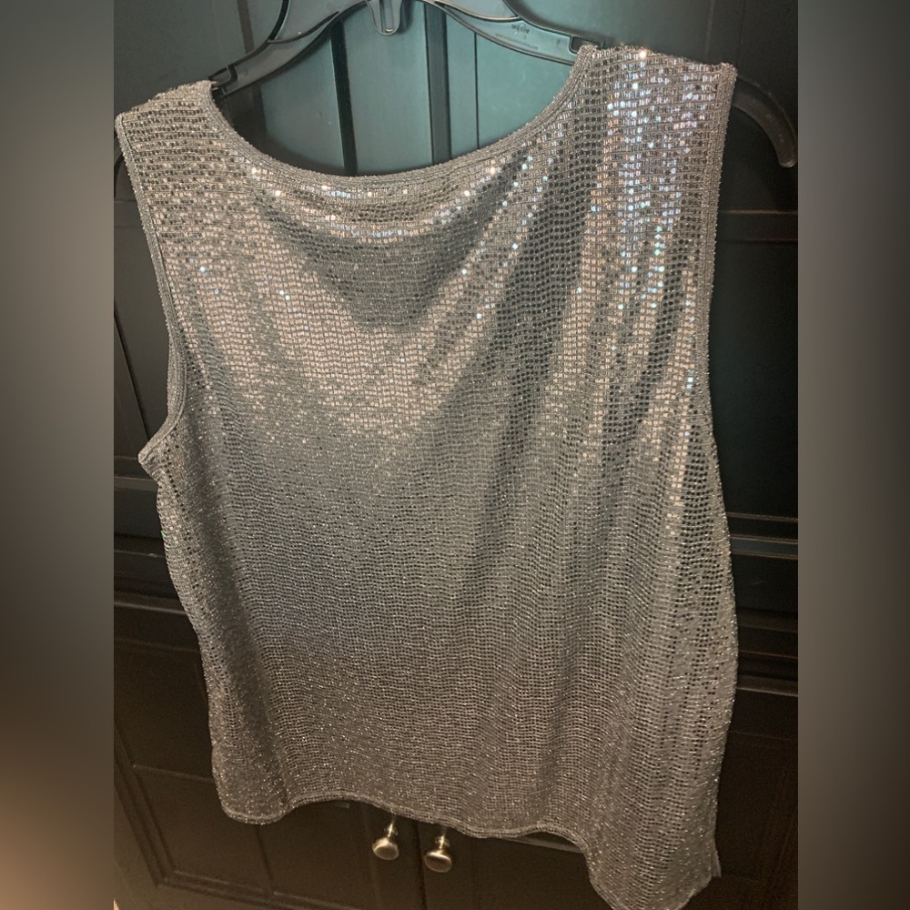 Kasper Silver Metallic Tank Top Size Large - Picture 2 of 2